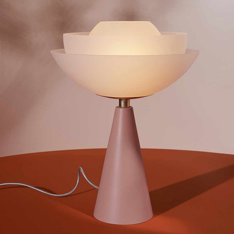 현대적인 미니 멀리 즘 창조적 인 성격 연꽃 모양 테이블 램프 연구 모델 룸 호텔 침실 머리맡의 유리 램프